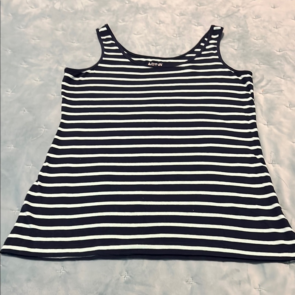 Apt 9 Navy and Light Green Stripe Tank Top